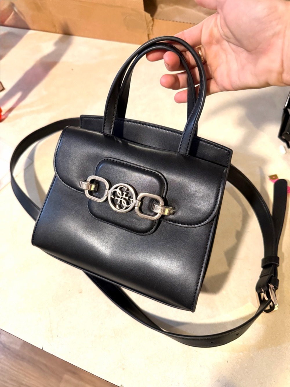 NWOT Guess Hensely Black Satchel Handbag